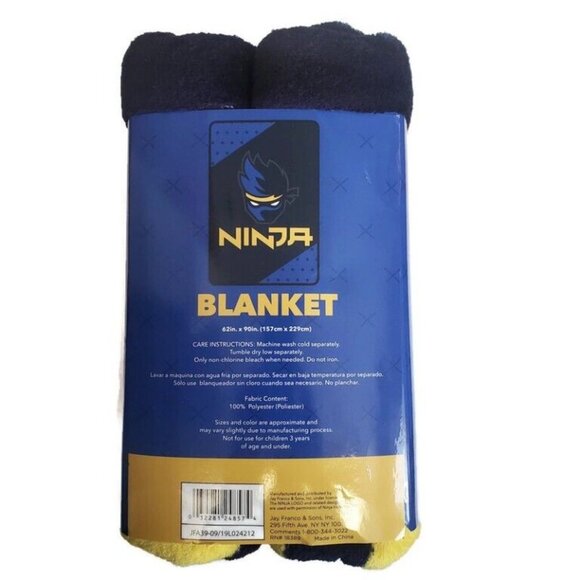 Jay Franco & Sons NINJA Blanket 62" x 90" Super Soft Polyester Plush Blue Black - Picture 4 of 4